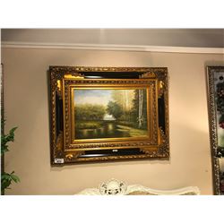 CREEKSIDE FRAMED OIL PAINTING