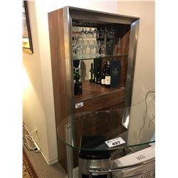 WALNUT & GLASS 2 DRAWER, 2 DOOR BAR CABINET