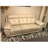 Image 1 : CREAM 3 SEAT LEATHER POWER RECLINING SOFA & LOVE SEAT SET