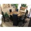 Image 1 : 7 PIECE DARK MARBLE LAZY SUSAN DINING TABLE WITH 6 LEATHER CHAIRS