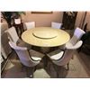 Image 1 : 7 PIECE LIGHT MARBLE LAZY SUSAN DINING TABLE WITH 6 LEATHER CHAIRS