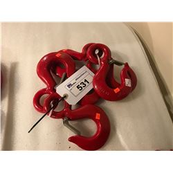 ASSORTED J&L RED METAL LIFTING HOOKS