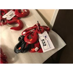 ASSORTED J&L RED METAL LIFTING HOOKS