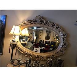 WOOD FRAMED OVAL WALL MIRROR