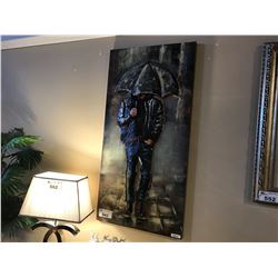 3D METAL MAN WITH UMBRELLA ARTWORK