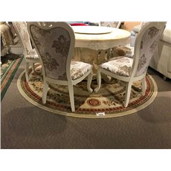 BEIGE FLORAL CIRCULAR AREA RUG