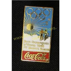 1948 St Moritz Suisse Coca-Cola Olympic Pin