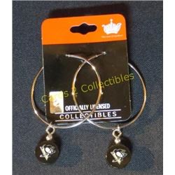 Pittsburgh Penguins Ladies Hoop & Puck Earrings