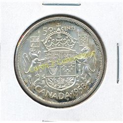 1958 Canadian Silver 50 Cent Coin