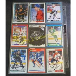 Sheet Of 9 Various NHL Signed Hockey Cards