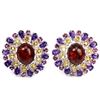 Image 1 : NATURAL AMBER AMETHYST CITRINE RHODOLITE GARNET Earring