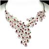 Image 1 : Natural Rhodolite, Tanzanite Ruby Sapphire Necklace