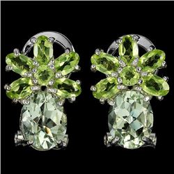 NATURAL GREEN AMETHYST & PERIDOT Earrings
