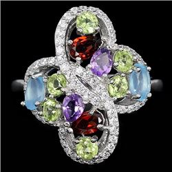Natural Multi Gemstone Ring