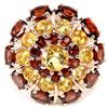 Image 3 : NATURAL DARK ORANGE RED GARNET & CITRINE Ring