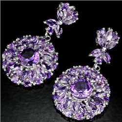 NATURAL PURPLE AMETHYST MARQUISE & ROUND Earring