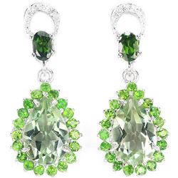 Natural GREEN AMETHYST, CHROME DIOPSIDE Earrings