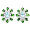 Image 1 : Natural SKY BLUE TOPAZ CHROME DIOPSIDE Earrings
