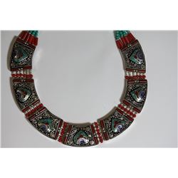 Tibet Hand Made Natural Turquoise & Coral Necklace