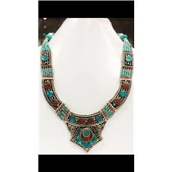 Tibet Hand Made Turquoise & Coral Necklace