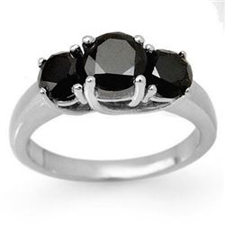 2.50 CTW VS Certified Black & White Diamond 3 Stone Ring 18K White Gold - REF-83M3H - 13498