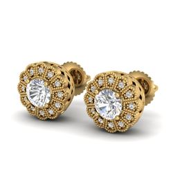 1.32 CTW VS/SI Diamond Solitaire Art Deco Stud Earrings 18K Yellow Gold - REF-245K5W - 37054