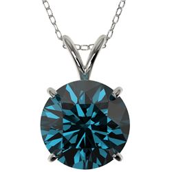 2.50 CTW Certified Intense Blue SI Diamond Solitaire Necklace 10K White Gold - REF-575W8F - 33246