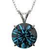Image 1 : 2.50 CTW Certified Intense Blue SI Diamond Solitaire Necklace 10K White Gold - REF-575W8F - 33246