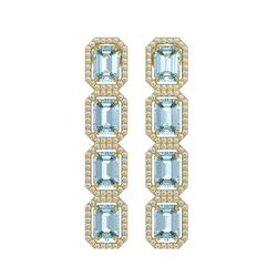 11.54 CTW Aquamarine & Diamond Halo Earrings 10K Yellow Gold - REF-193X3T - 41452