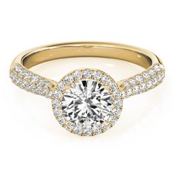 1.4 CTW Certified VS/SI Diamond Solitaire Halo Ring 18K Yellow Gold - REF-380A2X - 26187