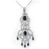 8.15 CTW Blue Sapphire & Diamond Necklace 14K White Gold - REF-260A2X - 11849