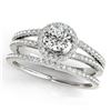 0.85 CTW Certified VS/SI Diamond 2Pc Wedding Set Solitaire Halo 14K White Gold - REF-127A3X - 31073