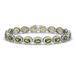 13.87 CTW Tourmaline & Diamond Halo Bracelet 10K White Gold - REF-271H6A - 40472