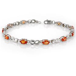 3.51 CTW Orange Sapphire & Diamond Bracelet 10K White Gold - REF-32Y9K - 11643