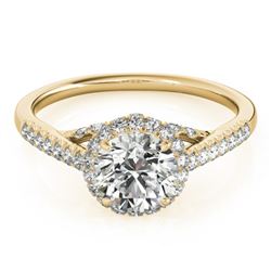 1.5 CTW Certified VS/SI Diamond Solitaire Halo Ring 18K Yellow Gold - REF-392F2N - 26993