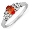 0.74 CTW Orange Sapphire & Diamond Ring 14K White Gold - REF-27N6Y - 10476