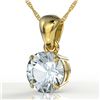 2 CTW Sky Blue Topaz Designer Inspired Solitaire Necklace 18K Yellow Gold - REF-24T9M - 22047