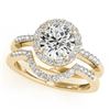 1.19 CTW Certified VS/SI Diamond 2Pc Wedding Set Solitaire Halo 14K Yellow Gold - REF-216N2Y - 30773