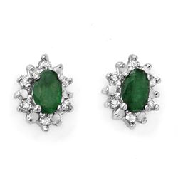 0.61 CTW Emerald & Diamond Earrings 10K Yellow Gold - REF-17X3T - 12616