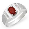 Image 1 : 2.0 CTW Garnet Men's Ring 10K White Gold - REF-19Y8K - 12413