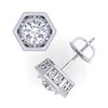 Image 4 : 1.07 CTW VS/SI Diamond Solitaire Art Deco Stud Earrings 18K White Gold - REF-190W9F - 36899