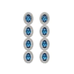 6.28 CTW London Topaz & Diamond Halo Earrings 10K White Gold - REF-104A5X - 40538