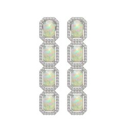 7.93 CTW Opal & Diamond Halo Earrings 10K White Gold - REF-162M2H - 41441