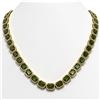 60.49 CTW Tourmaline & Diamond Halo Necklace 10K Yellow Gold - REF-928A2X - 41353