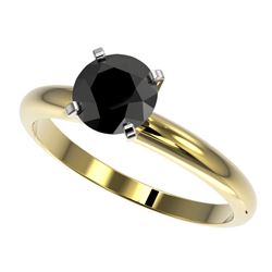 1.25 CTW Fancy Black VS Diamond Solitaire Engagement Ring 10K Yellow Gold - REF-39H5A - 32908