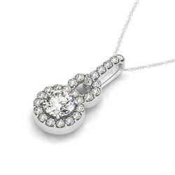 1.5 CTW Certified VS/SI Diamond Solitaire Halo Necklace 14K White Gold - REF-297M9H - 30185