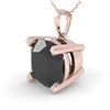 Image 1 : 3 CTW Cushion Black Diamond Designer Necklace 18K Rose Gold - REF-89W8F - 32375