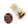 Image 2 : 7 CTW Garnet Designer Inspired Solitaire Stud Earrings 18K Yellow Gold - REF-34F9N - 21664