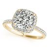 Image 2 : 1.26 CTW Certified VS/SI Cushion Diamond 2Pc Set Solitaire Halo 14K Yellow Gold - REF-233M5H - 31402