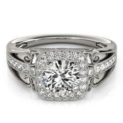 1.3 CTW Certified VS/SI Diamond Solitaire Halo Ring 18K White Gold - REF-388M8H - 26551
